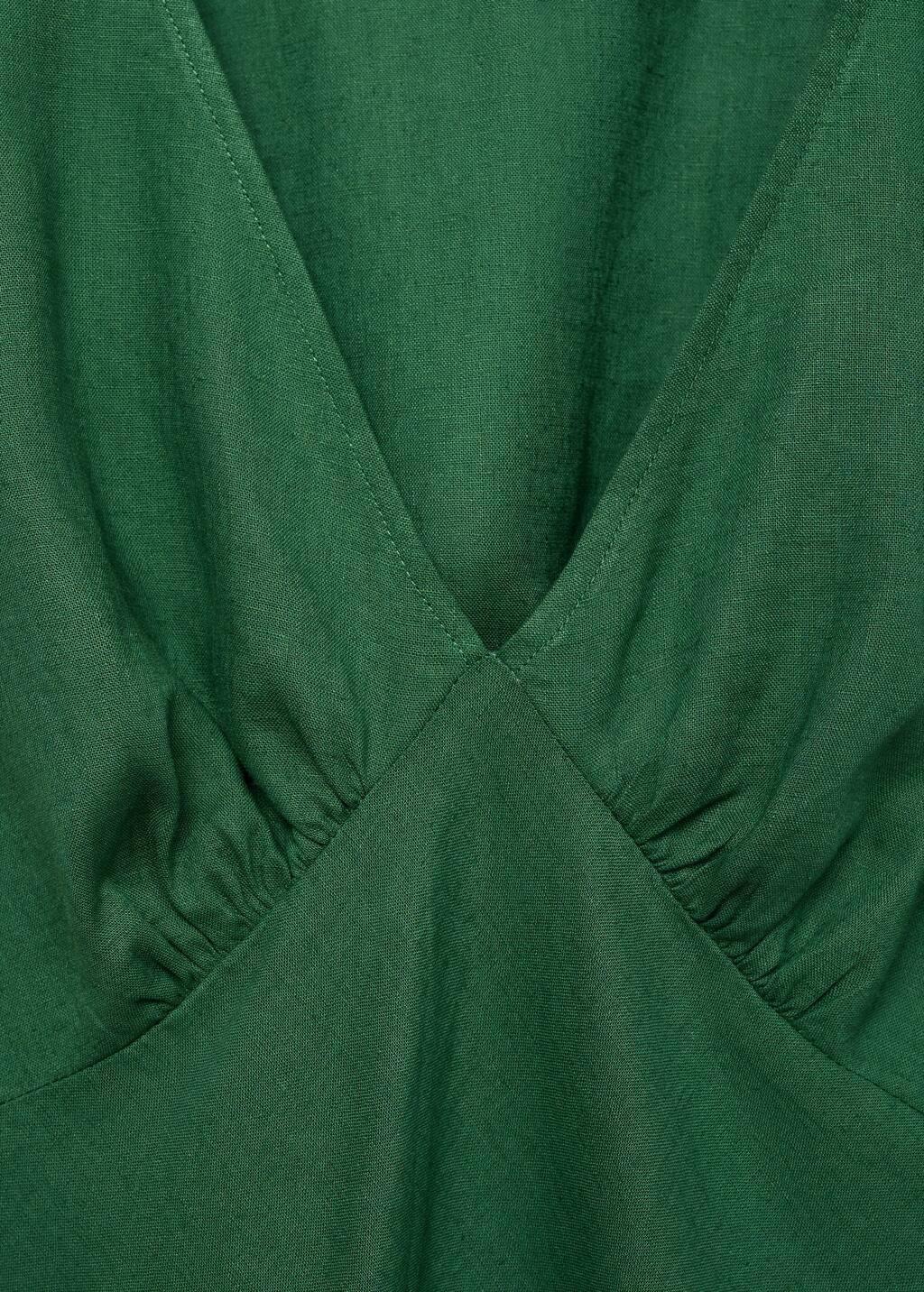 Green Floral Linen-Blend Dress, , large image number 2