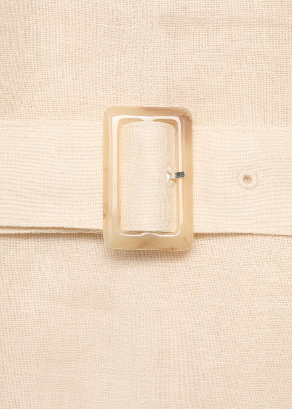Beige Belt Linen Dress, , large image number 7