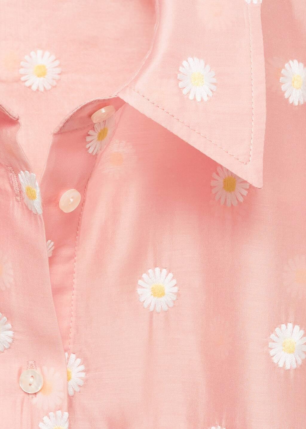 Pink Lt Pastel Floral-Embroidered Lyocell Shirt, , large image number 2