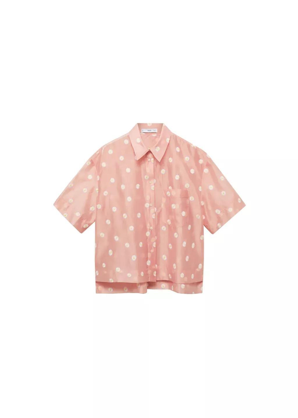 Pink Lt Pastel Floral-Embroidered Lyocell Shirt, , large image number 3