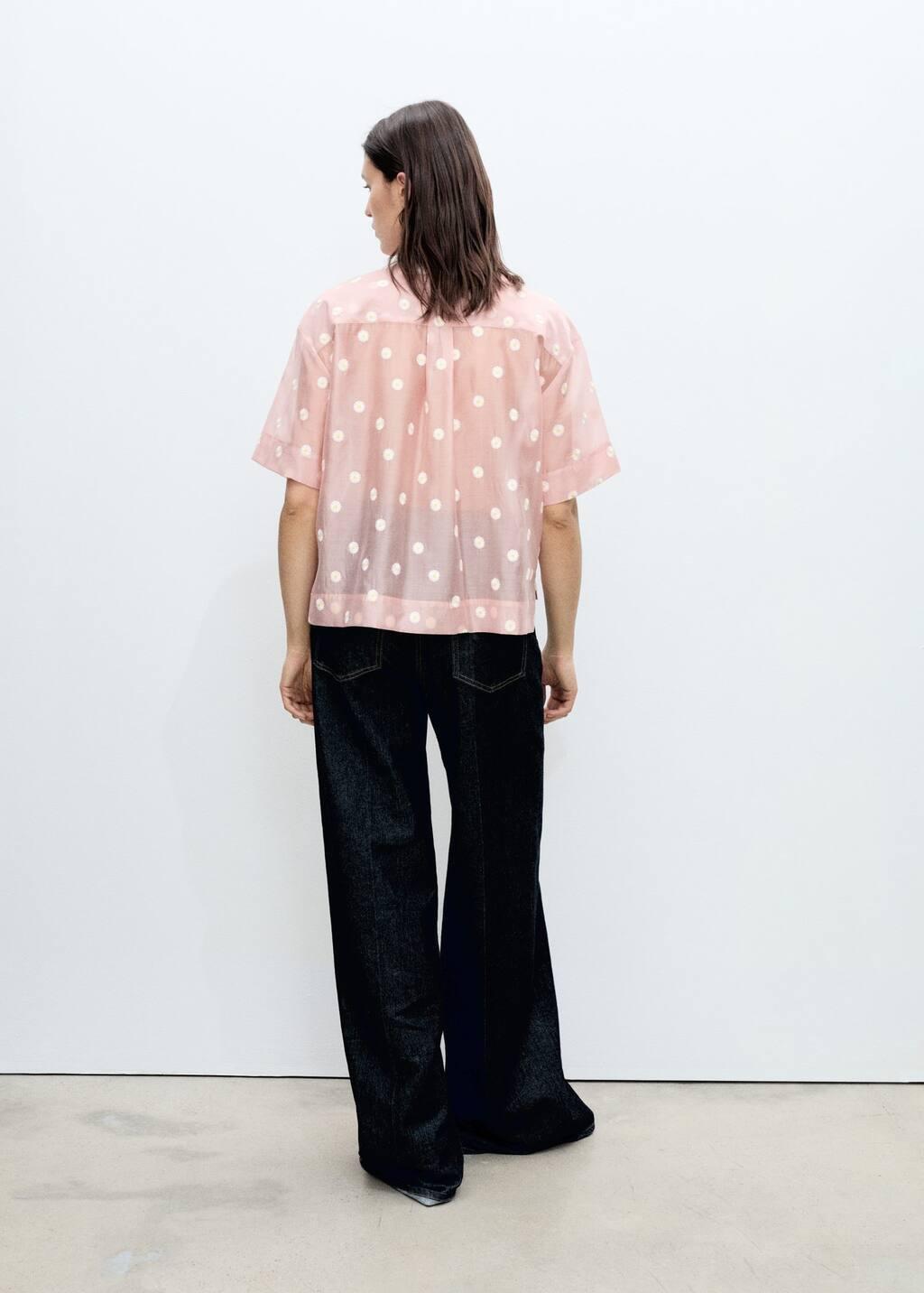 Pink Lt Pastel Floral-Embroidered Lyocell Shirt, , large image number 4