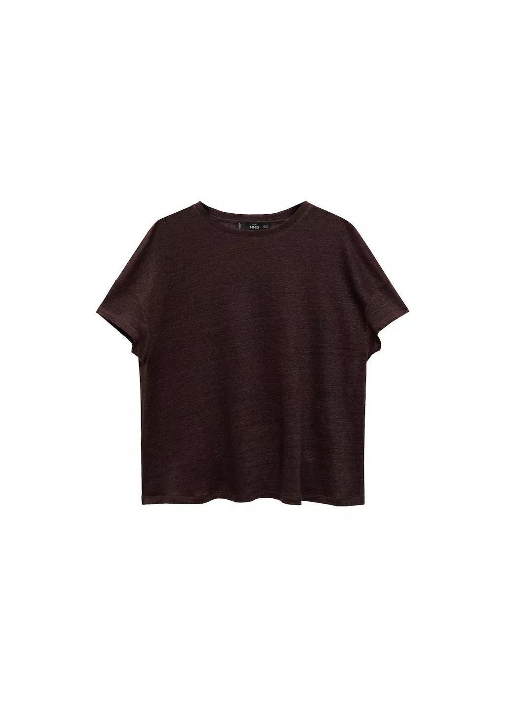 Brown Regular-Fit Linen T-Shirt, , large image number 3