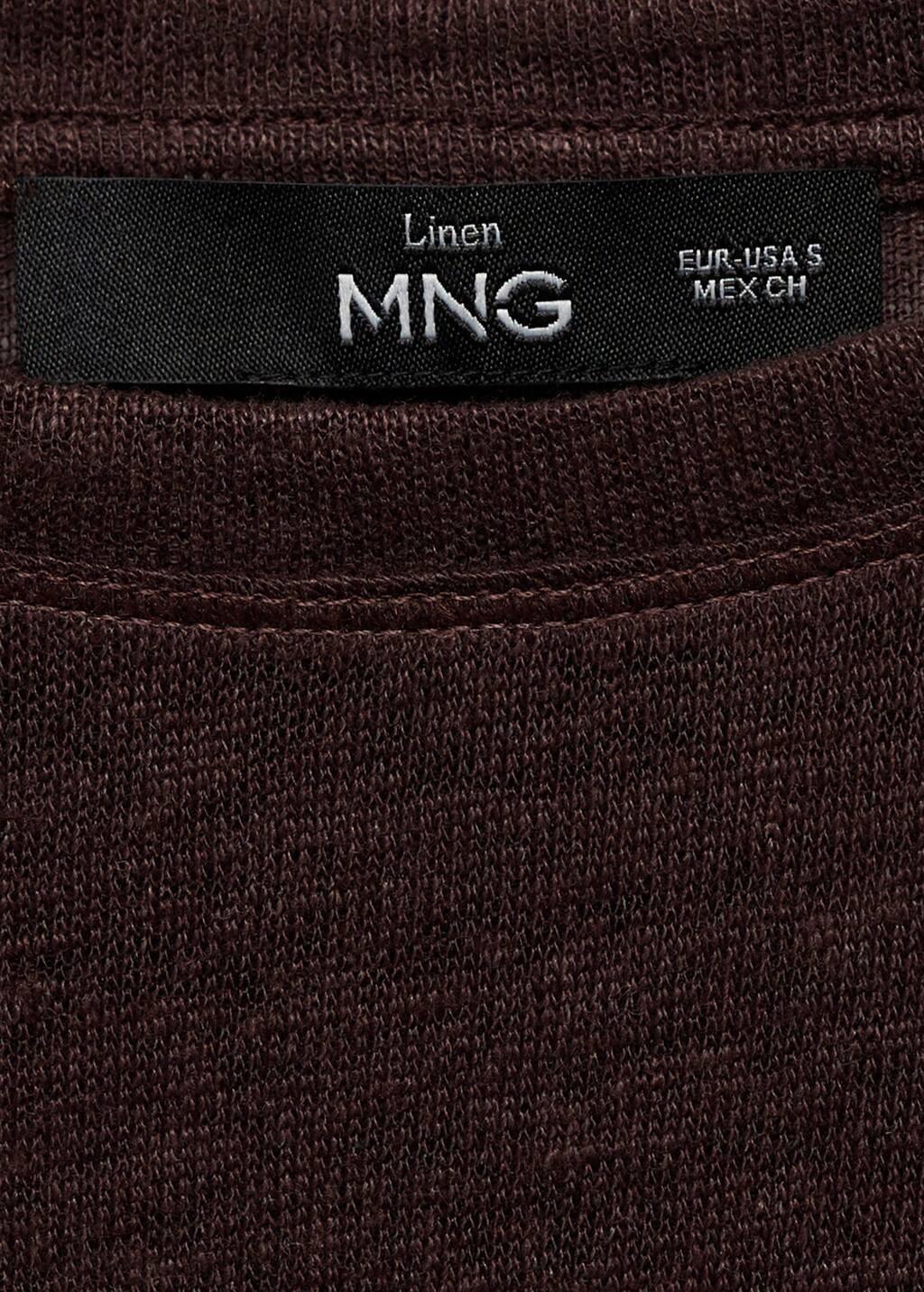 Brown Regular-Fit Linen T-Shirt, , large image number 4