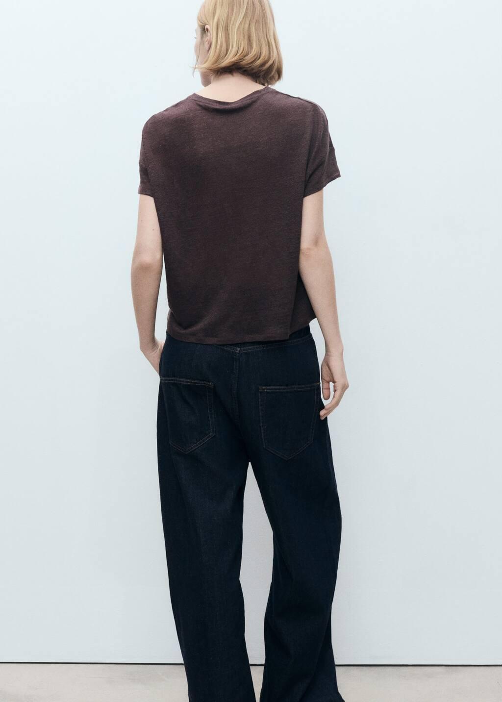 Brown Regular-Fit Linen T-Shirt, , large image number 5