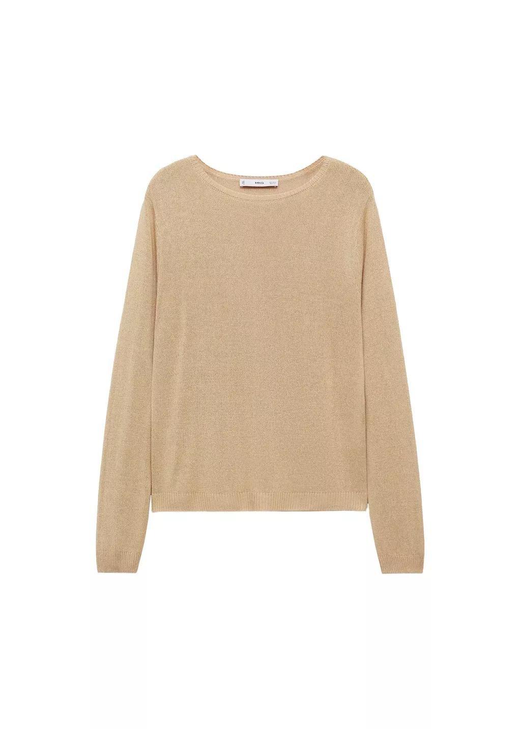 MEDIUM BROWN Linen-blend boat-neck sweater, , large image number 3