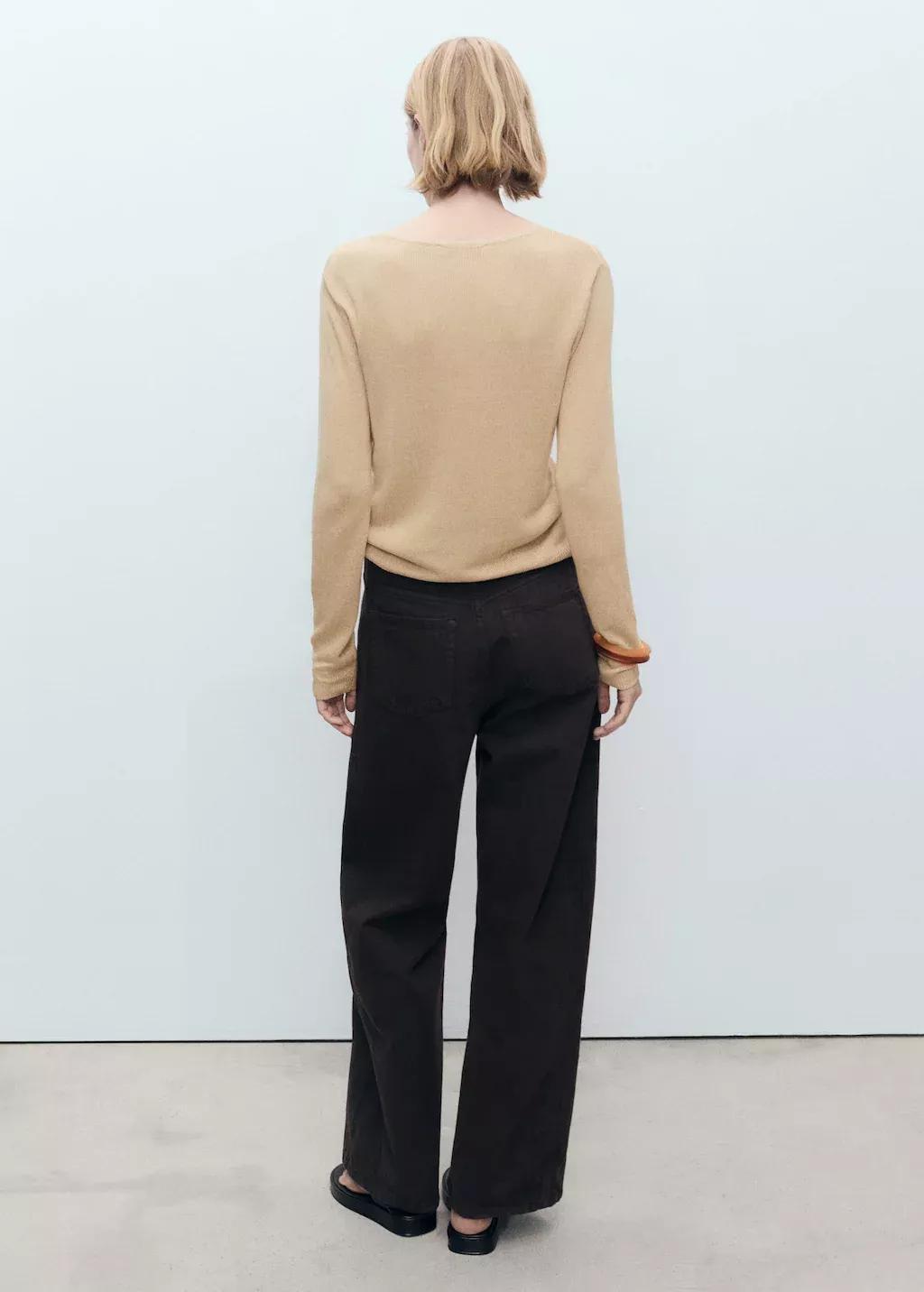MEDIUM BROWN Linen-blend boat-neck sweater, , large image number 4