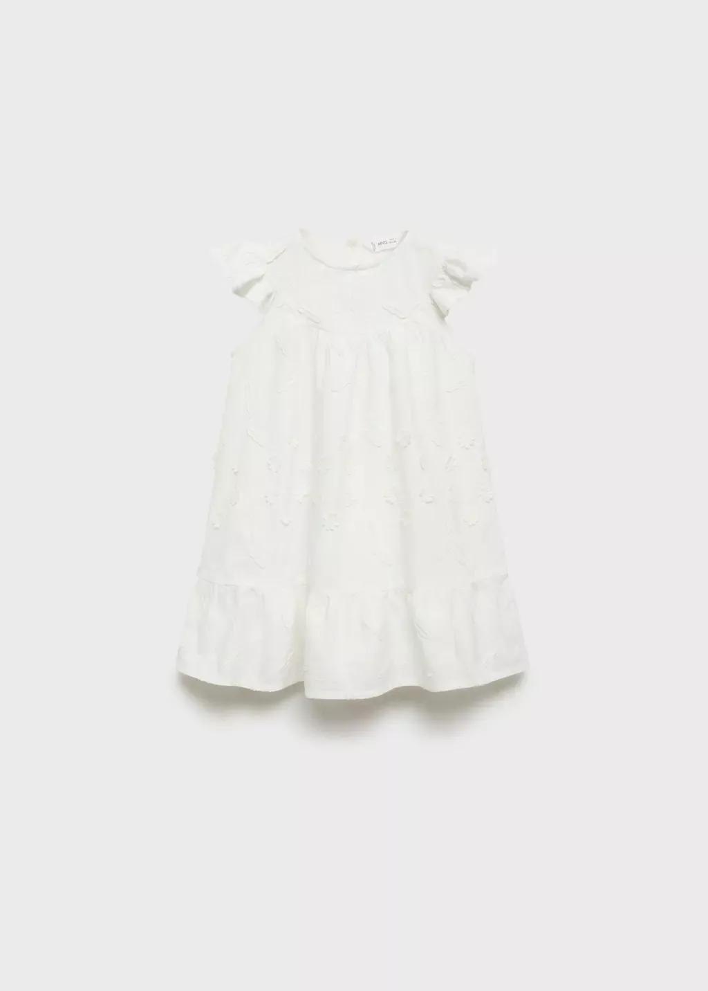 WHITE Floral embroidery dress, Baby Girl, , large image number 0