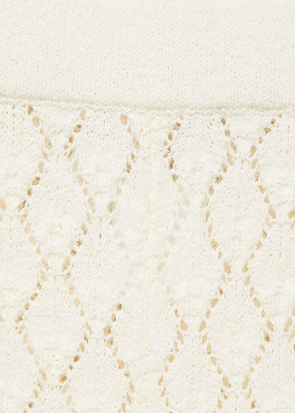 Cream Straight-Fit Openwork Knitted Trousers, , large image number 4