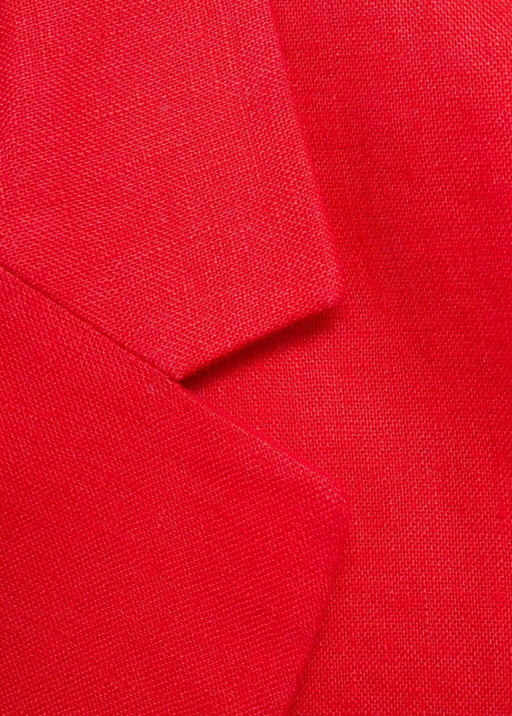 Red Double-Breasted Linen Suit Jacket, , large image number 3