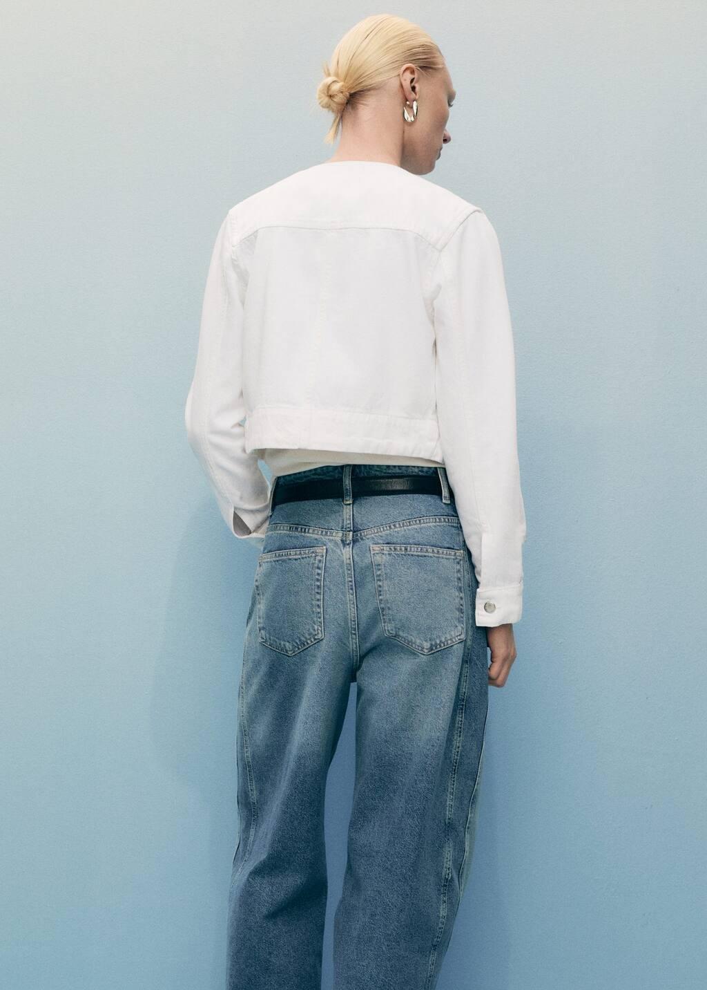 White Crop Denim Jacket, , large image number 5