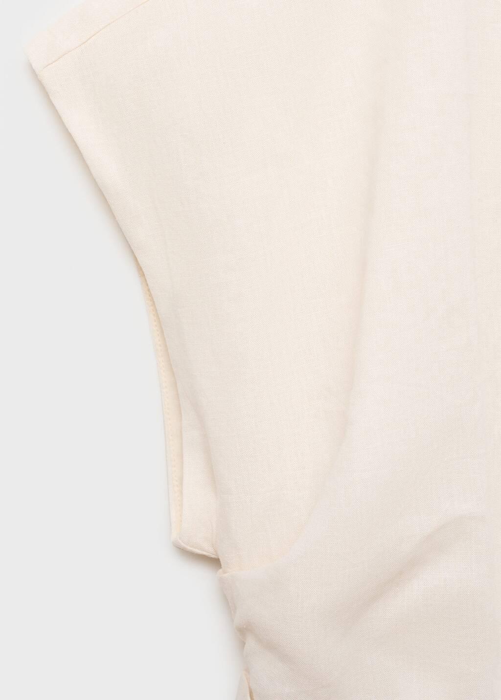 White Asymmetrical Linen Top, , large image number 2