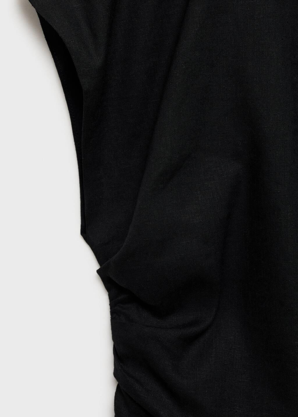 Black Asymmetrical Linen Top, , large image number 2