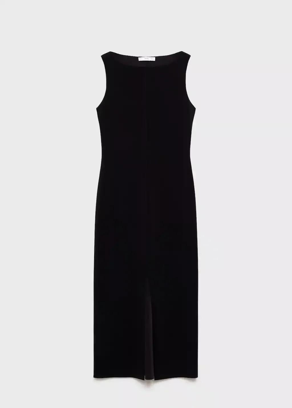 Black Boat-Neck Knitted Dress, , large image number 4