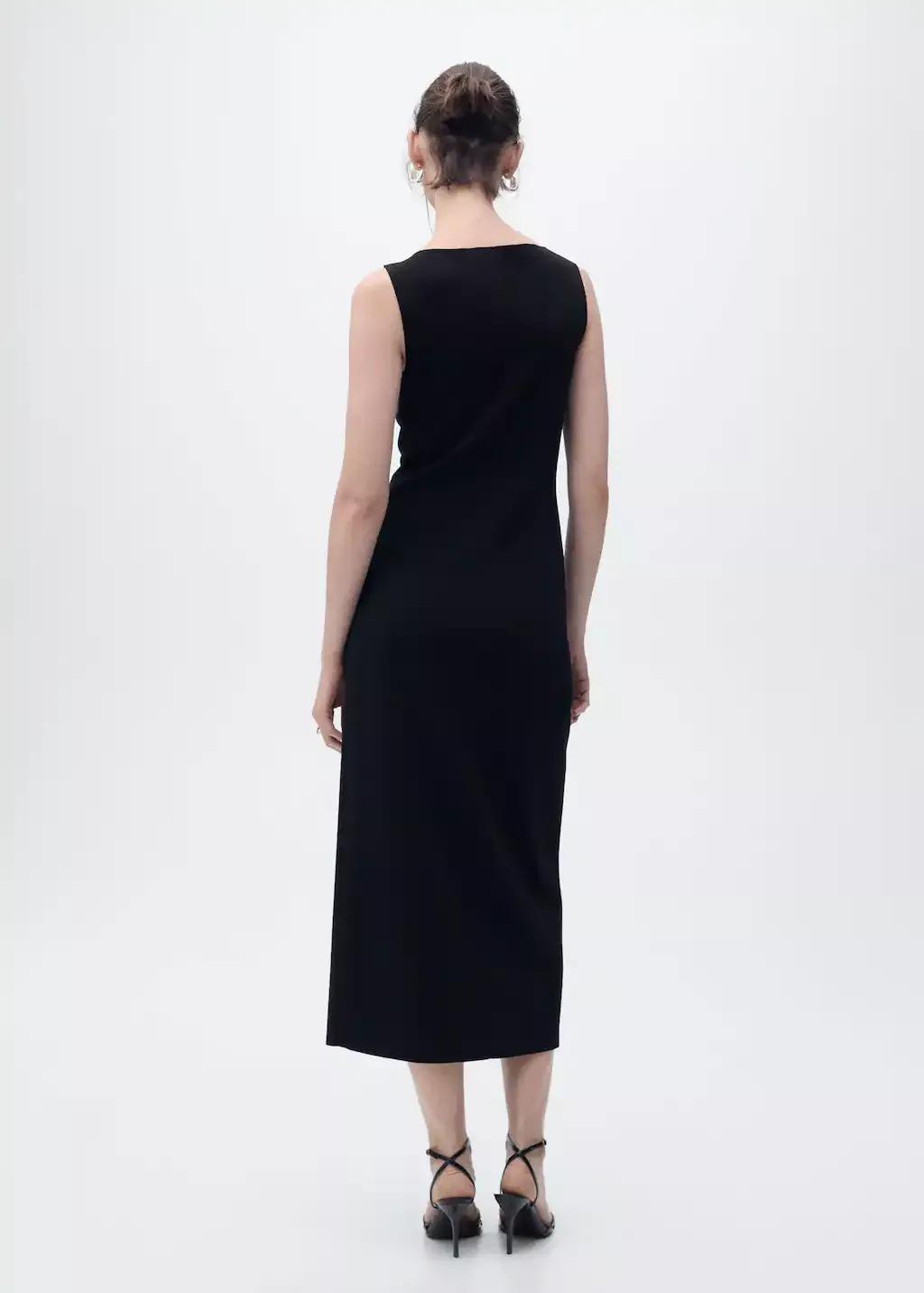 Black Boat-Neck Knitted Dress, , large image number 5