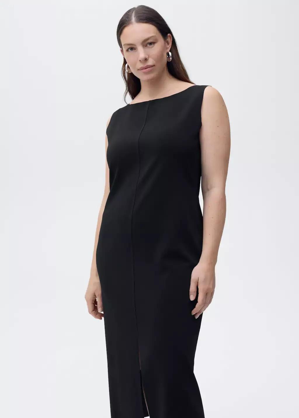 Black Boat-Neck Knitted Dress, , large image number 7