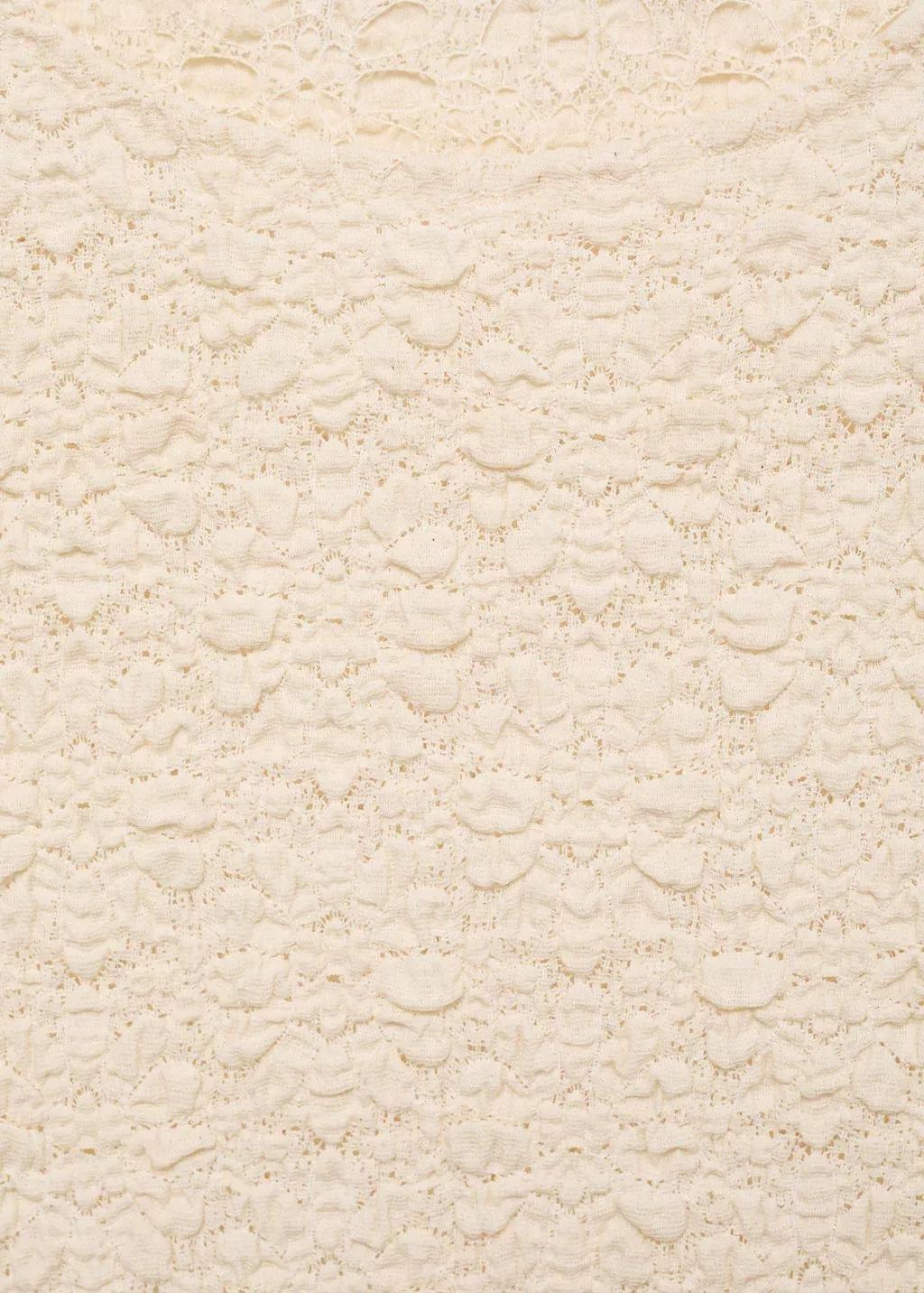 Beige Textured Cotton-Blend T-Shirt, , large image number 4