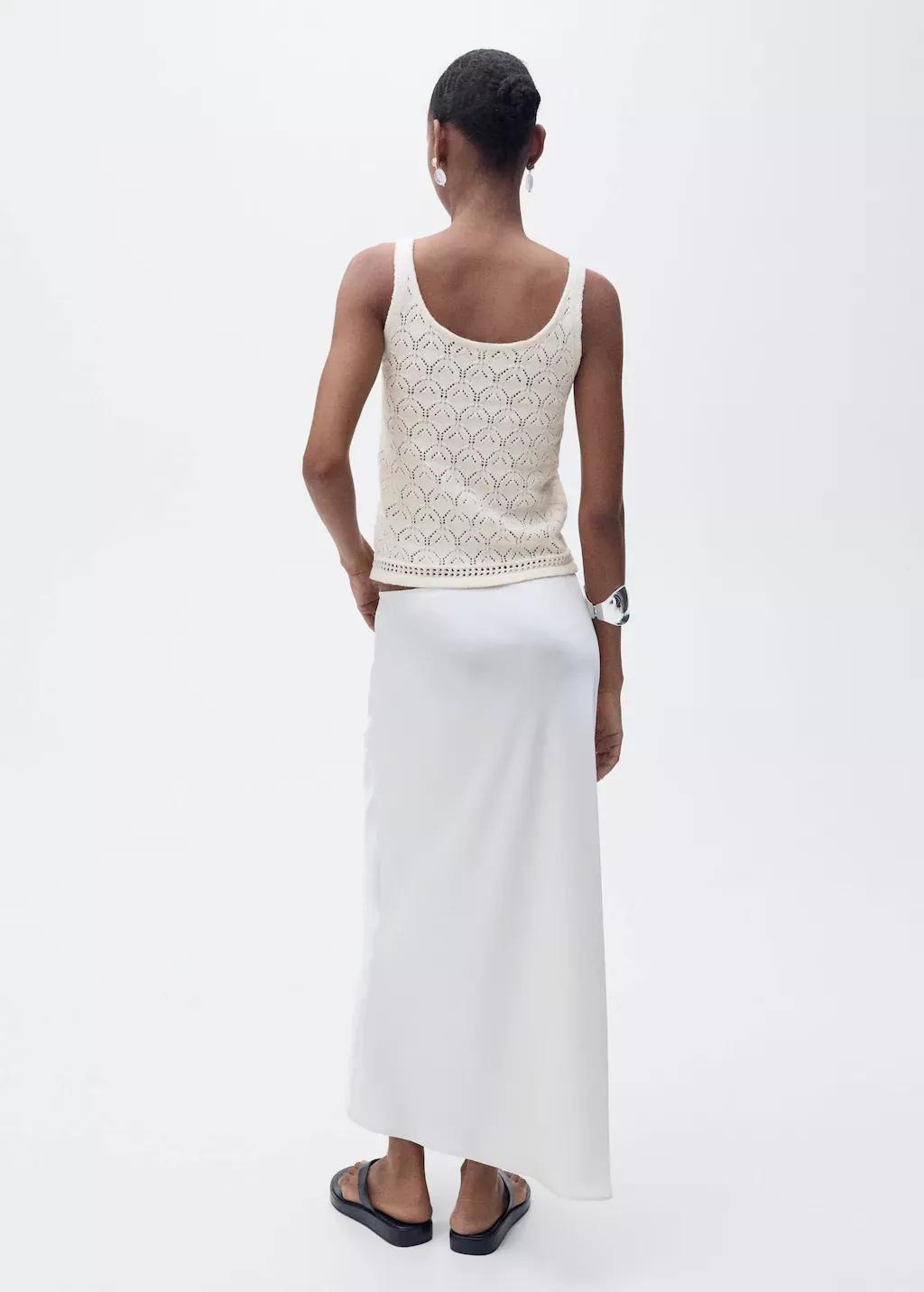 Beige Openwork Details Knit Top, , large image number 1