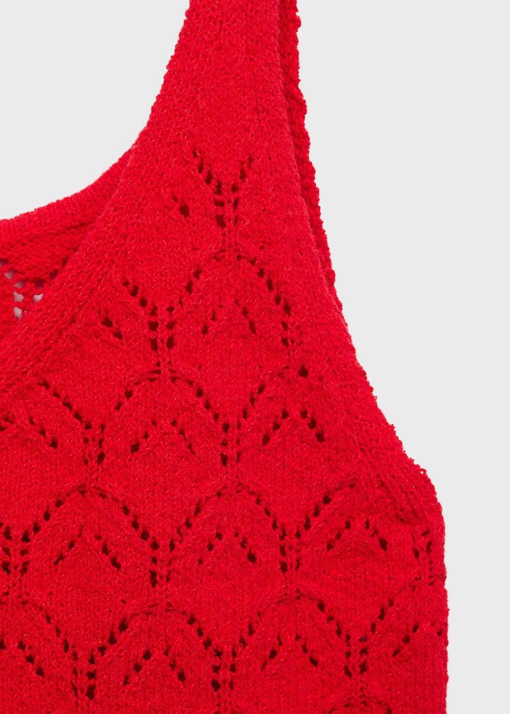 Red Openwork Details Knit Top, , large image number 4