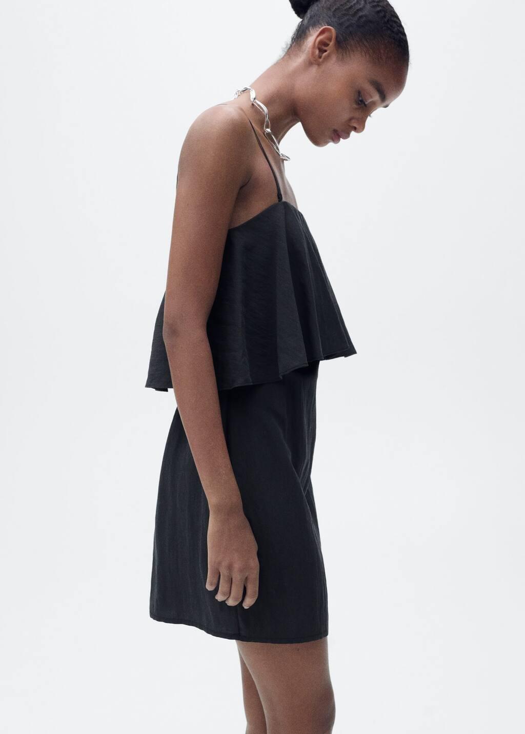 Black Lyocell Dress With Ruffles, , large image number 1