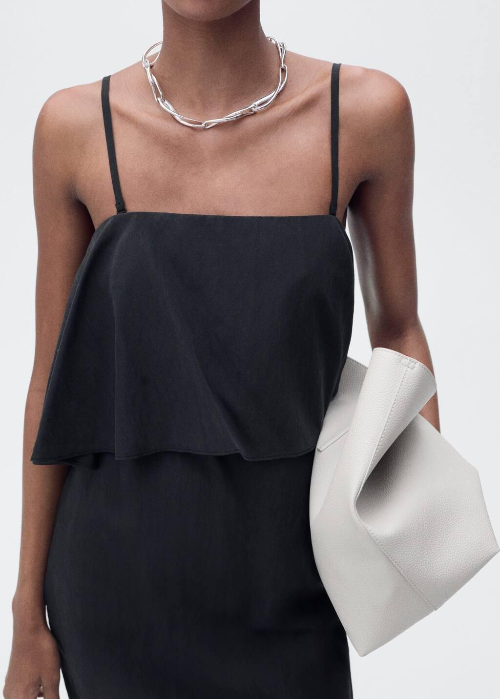 Black Lyocell Dress With Ruffles, , large image number 2