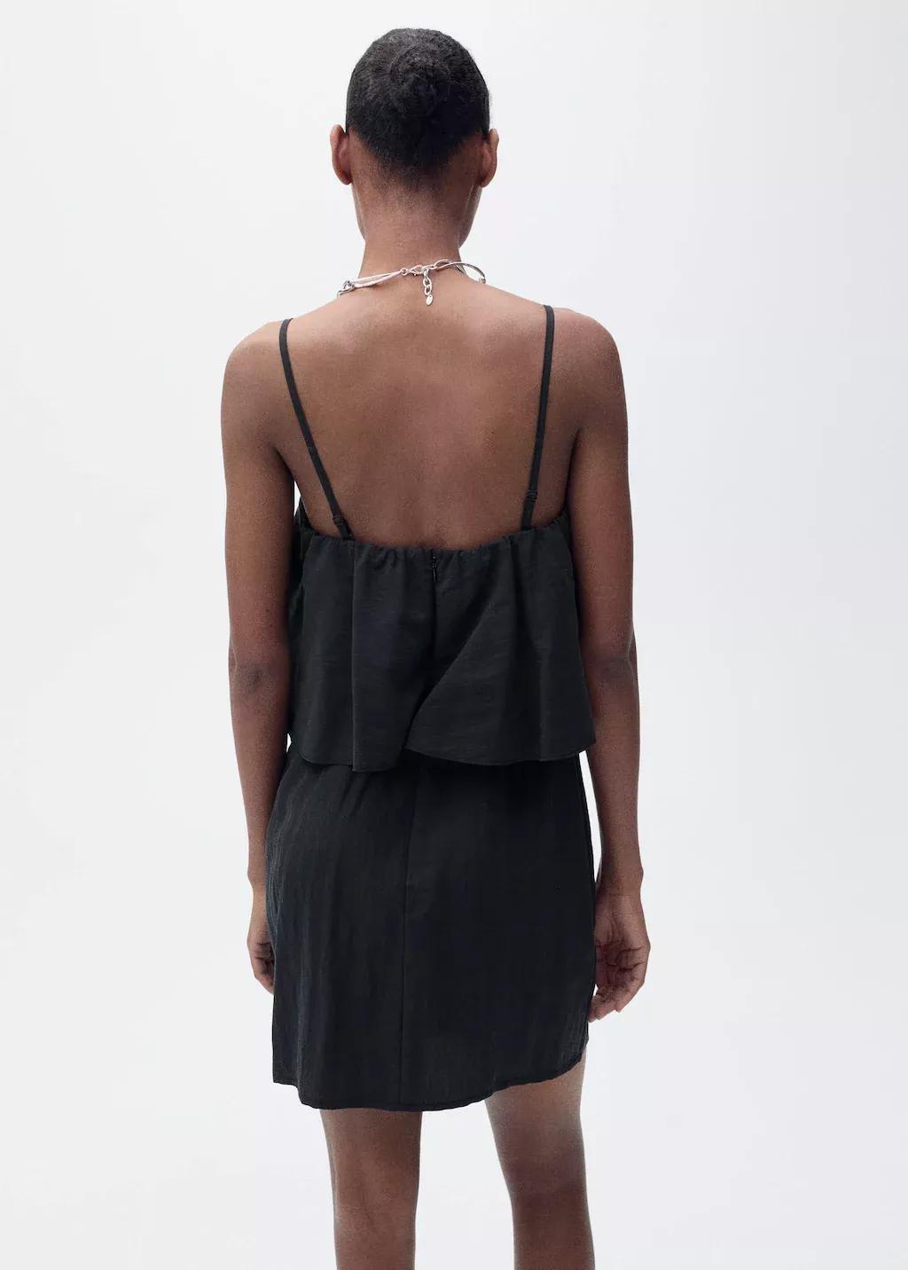 Black Lyocell Dress With Ruffles, , large image number 5