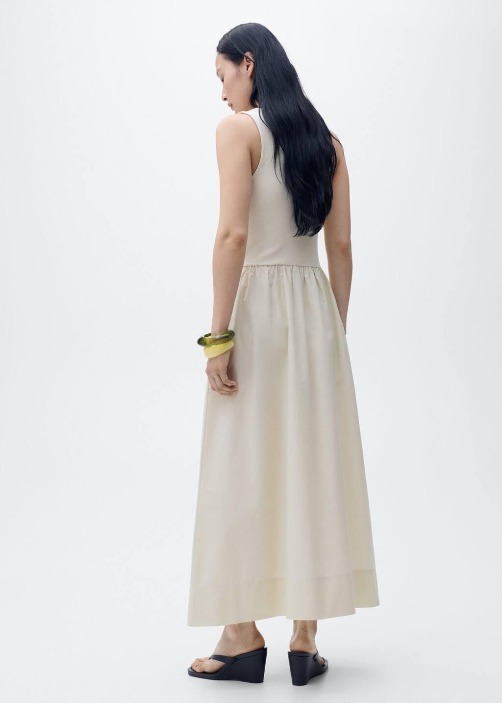 Beige Flared Dress In Combined Fabric, , large image number 5