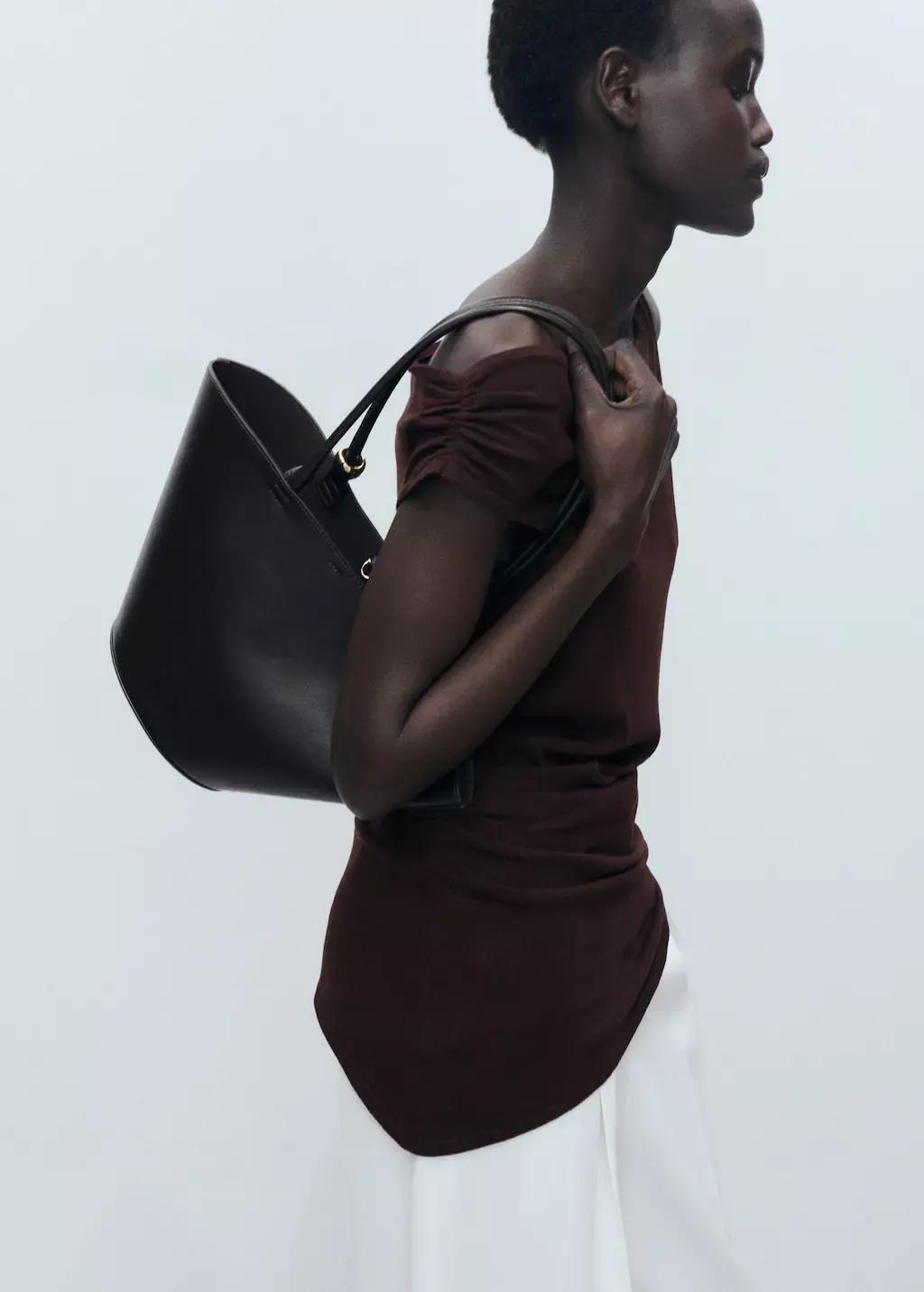 Brown Asymmetrical Fine-Knit Top, , large image number 2