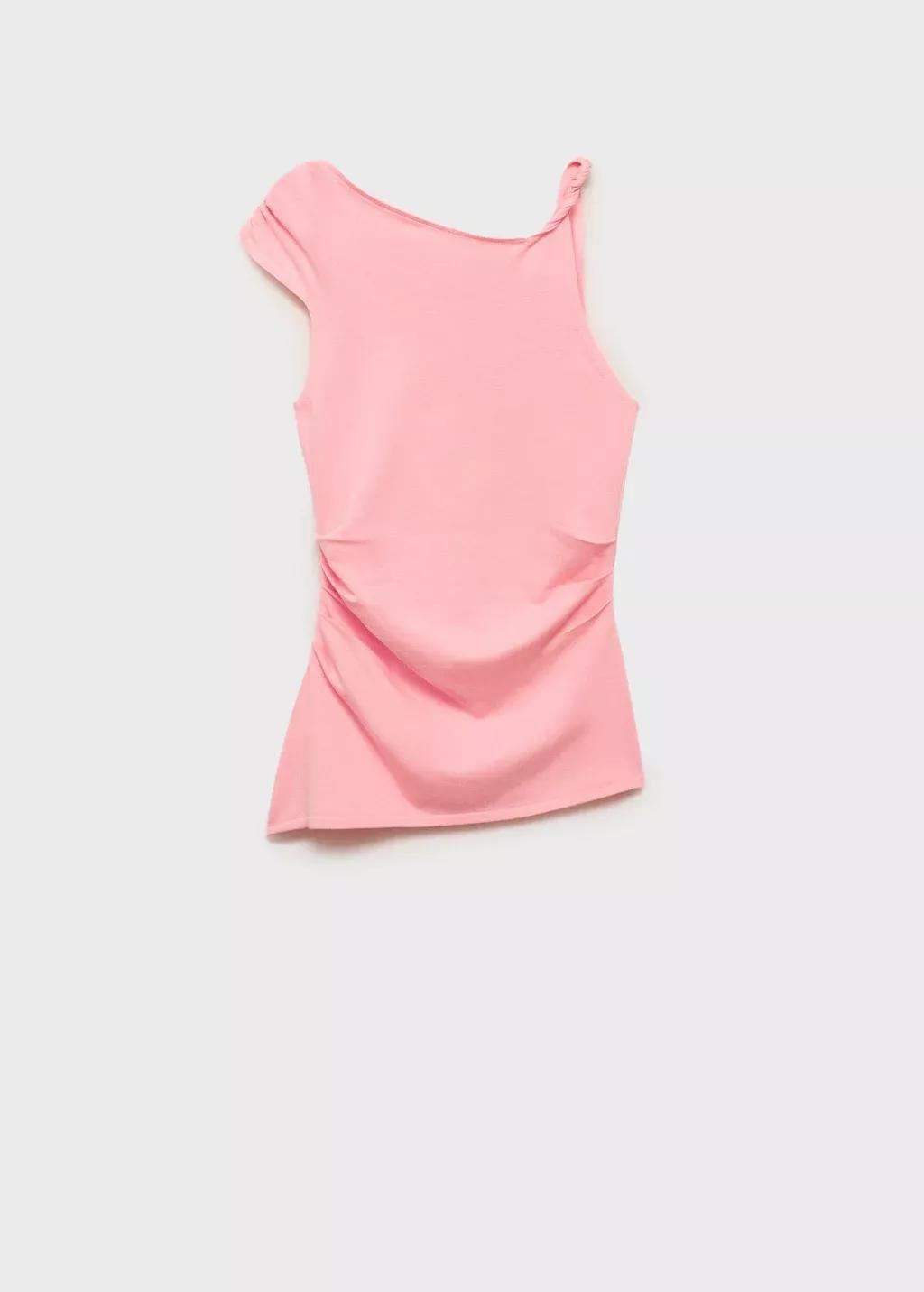 Pink Asymmetrical Fine-Knit Top, , large image number 0
