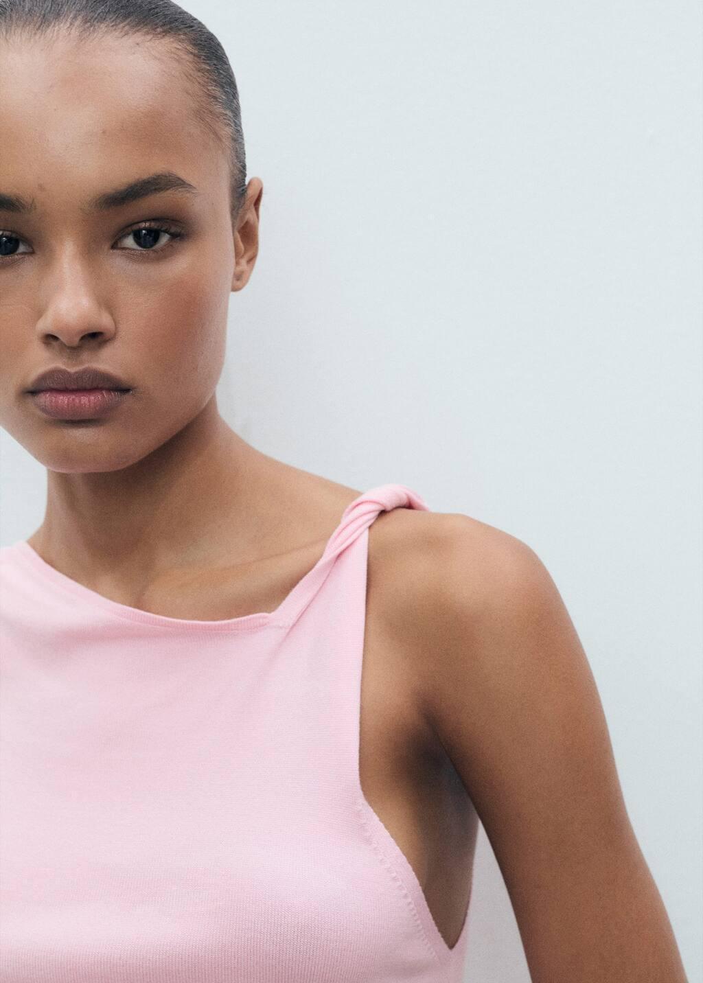 Pink Asymmetrical Fine-Knit Top, , large image number 2