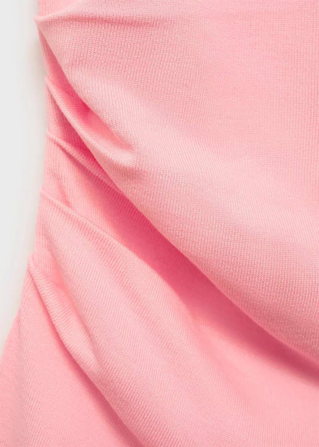 Pink Asymmetrical Fine-Knit Top, , large image number 3