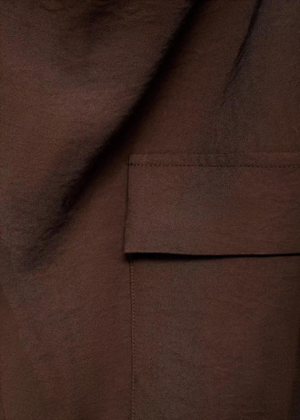 DARK BROWN Blouse with draped neck and belt, , large image number 4