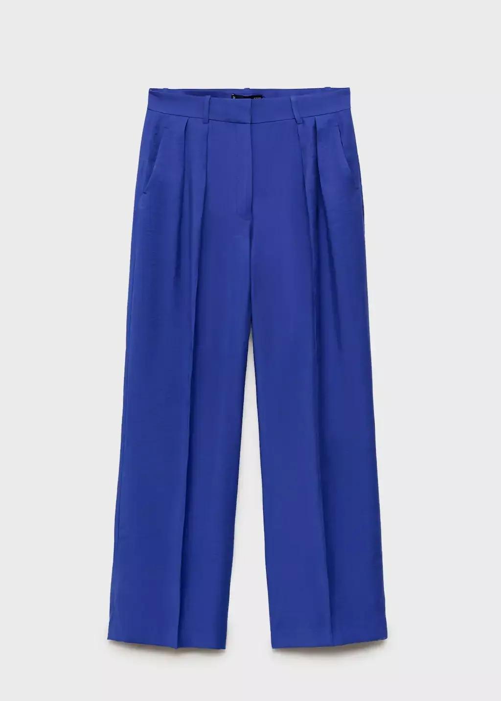 MEDIUM BLUE Pleated wideleg suit trousers, , large image number 3