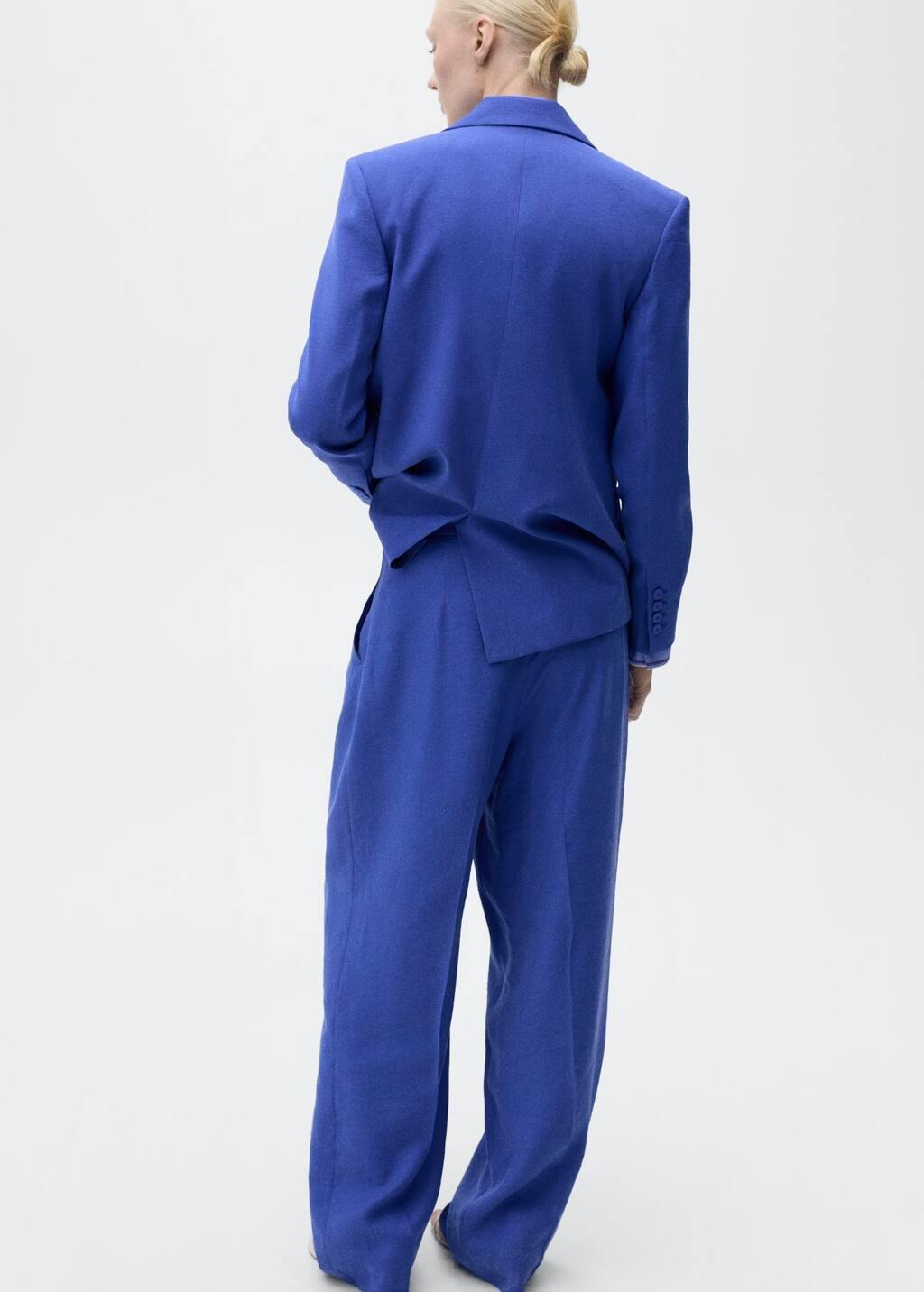 MEDIUM BLUE Pleated wideleg suit trousers, , large image number 7