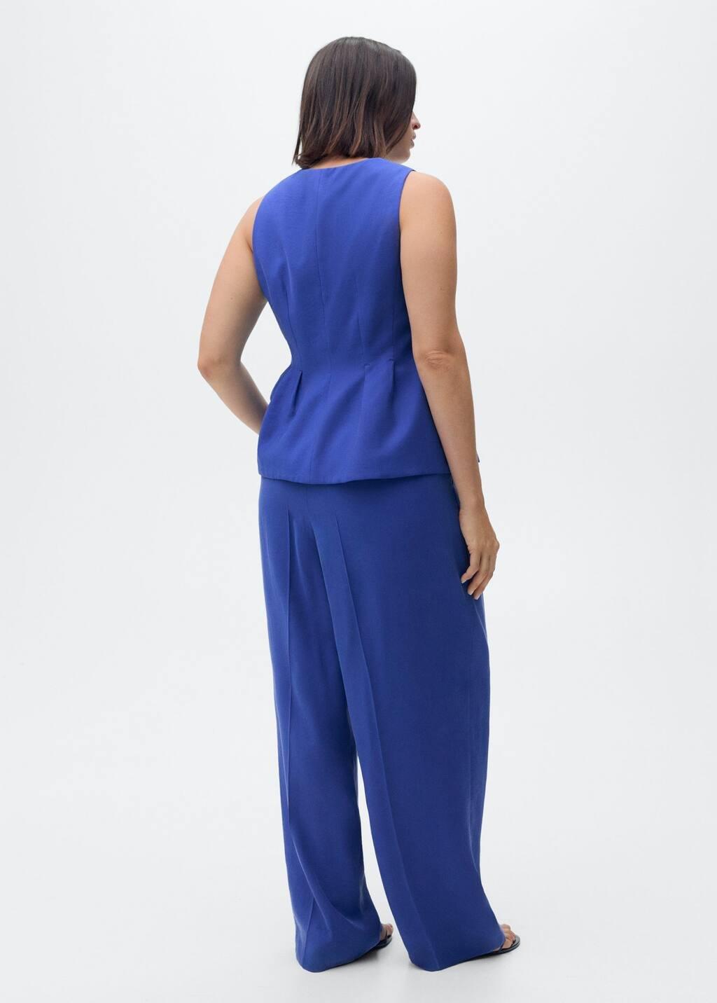 MEDIUM BLUE Pleated wideleg suit trousers, , large image number 8