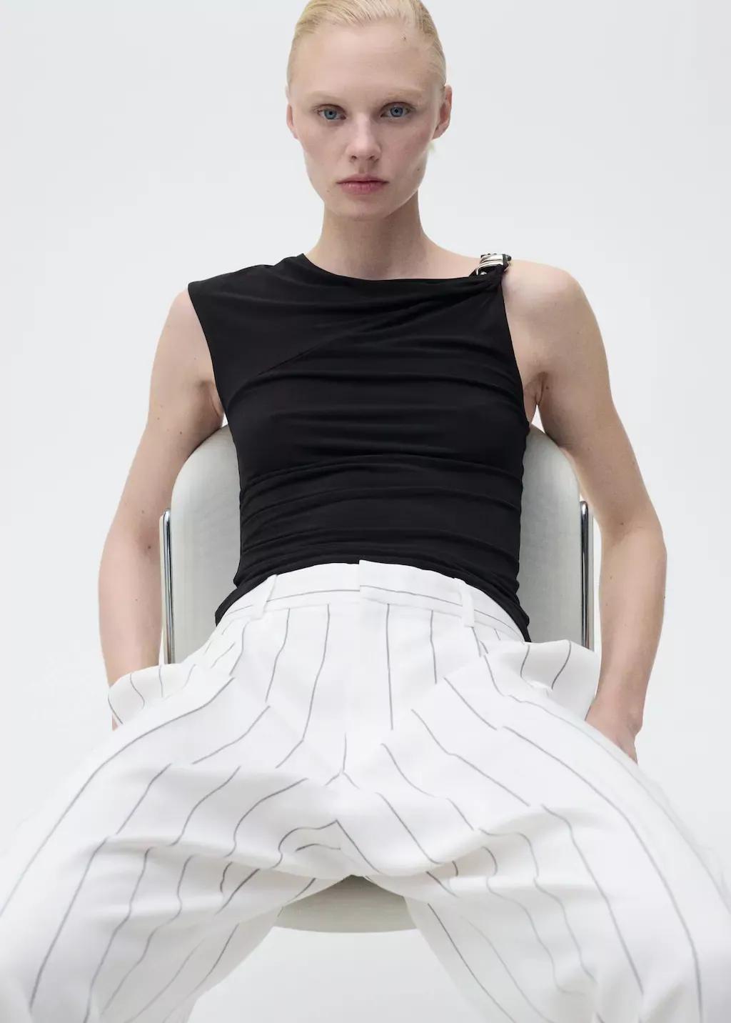 White Striped Suit Trousers, , large image number 2