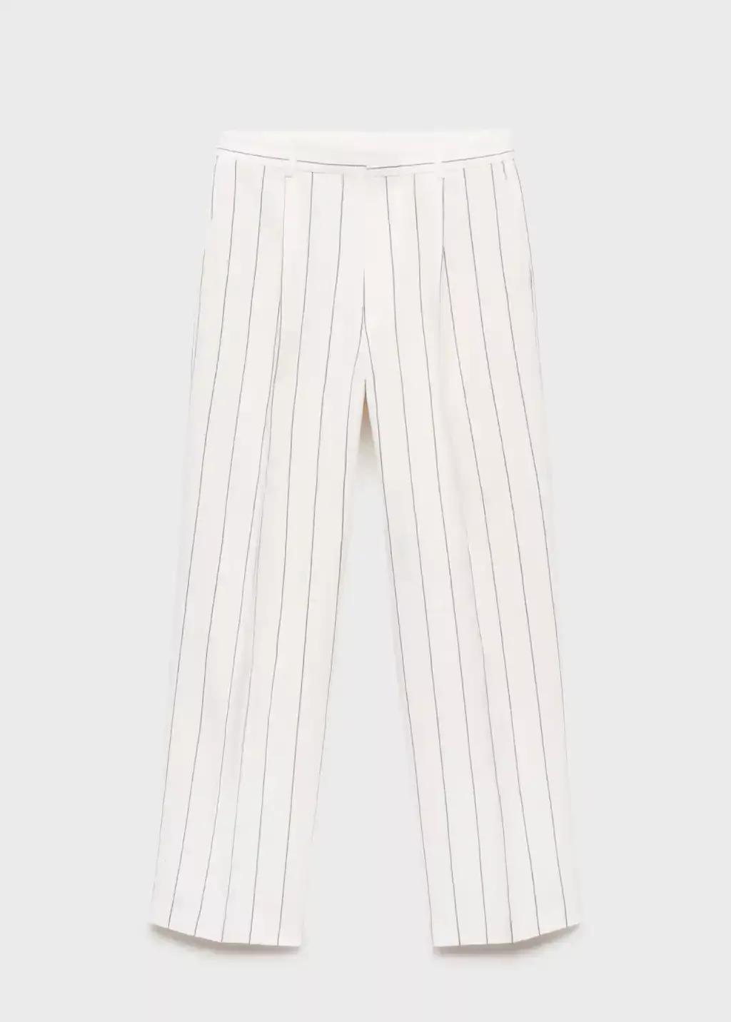 White Striped Suit Trousers, , large image number 3