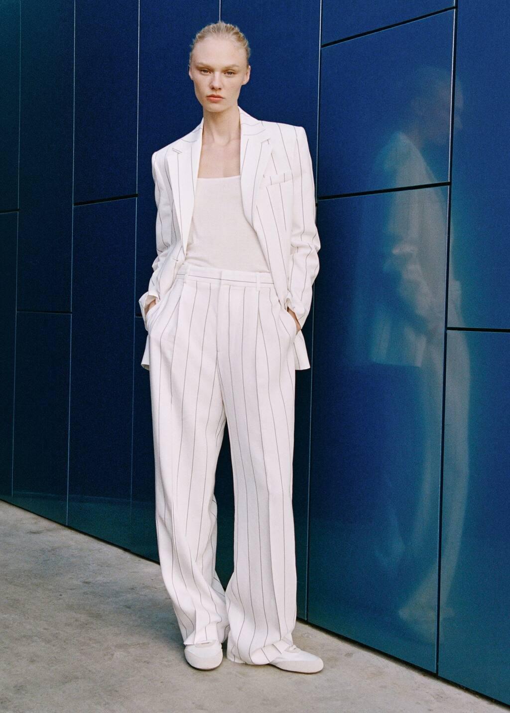 White Striped Suit Trousers, , large image number 5