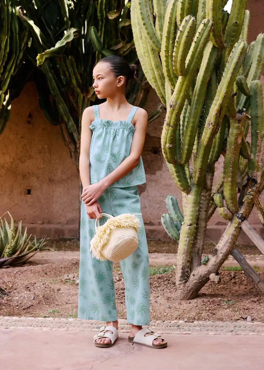Brown Lt Pastel Fringed Raffia Bag, Kids Girl, Light Pastel Brown, large image number 4