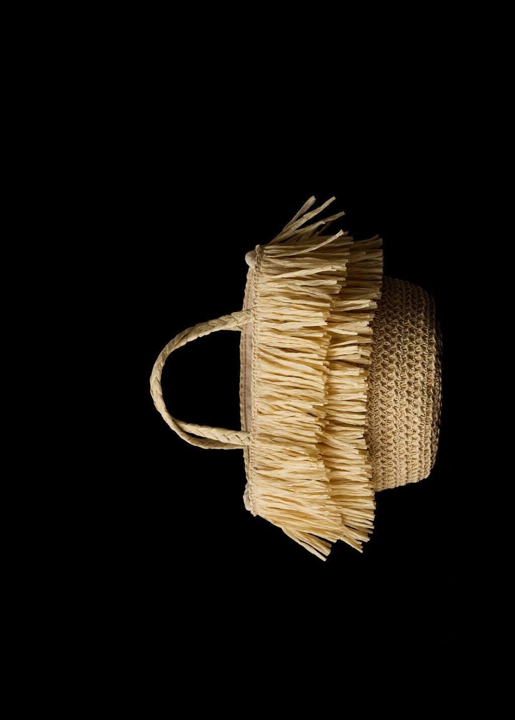 Brown Lt Pastel Fringed Raffia Bag, Kids Girl, Light Pastel Brown, large image number 5