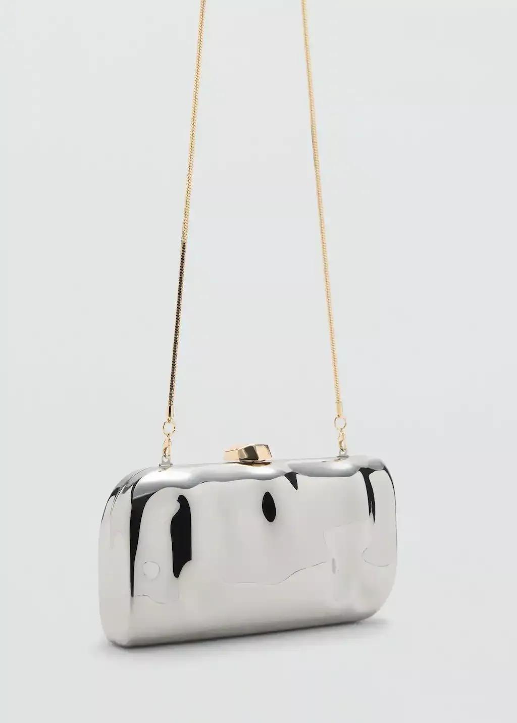 Silver Chain Clutch Bag, Silver, large image number 0