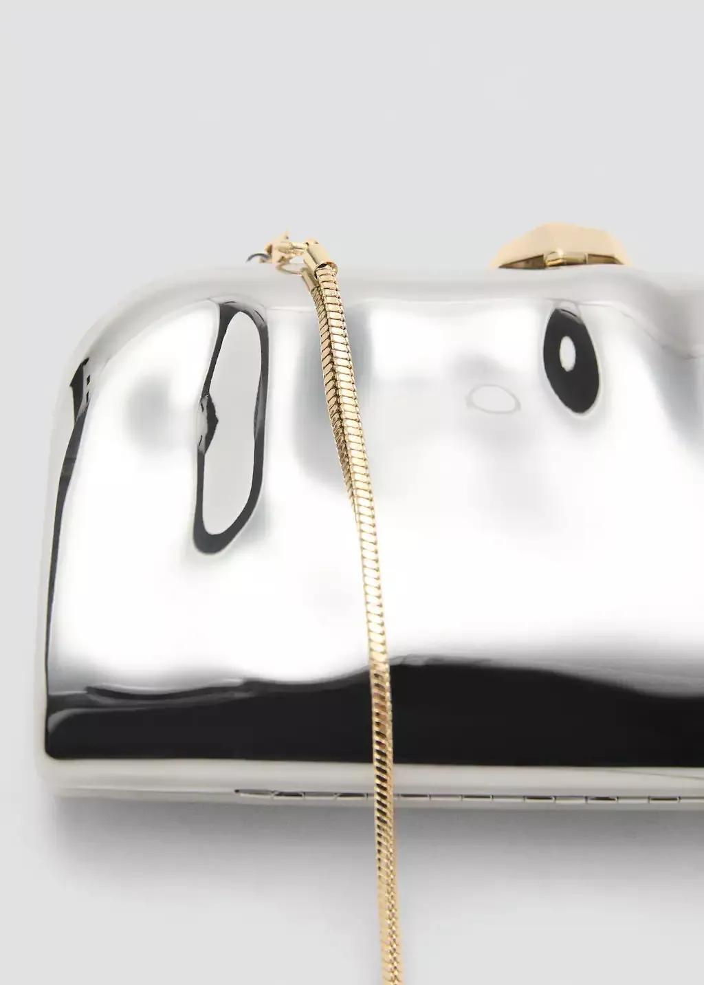 Silver Chain Clutch Bag, Silver, large image number 1