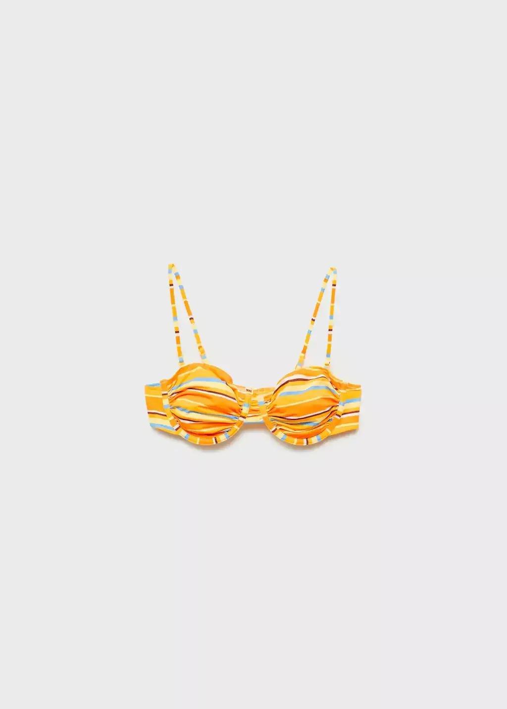 YELLOW Stripe-print hoop bikini top, , large image number 0