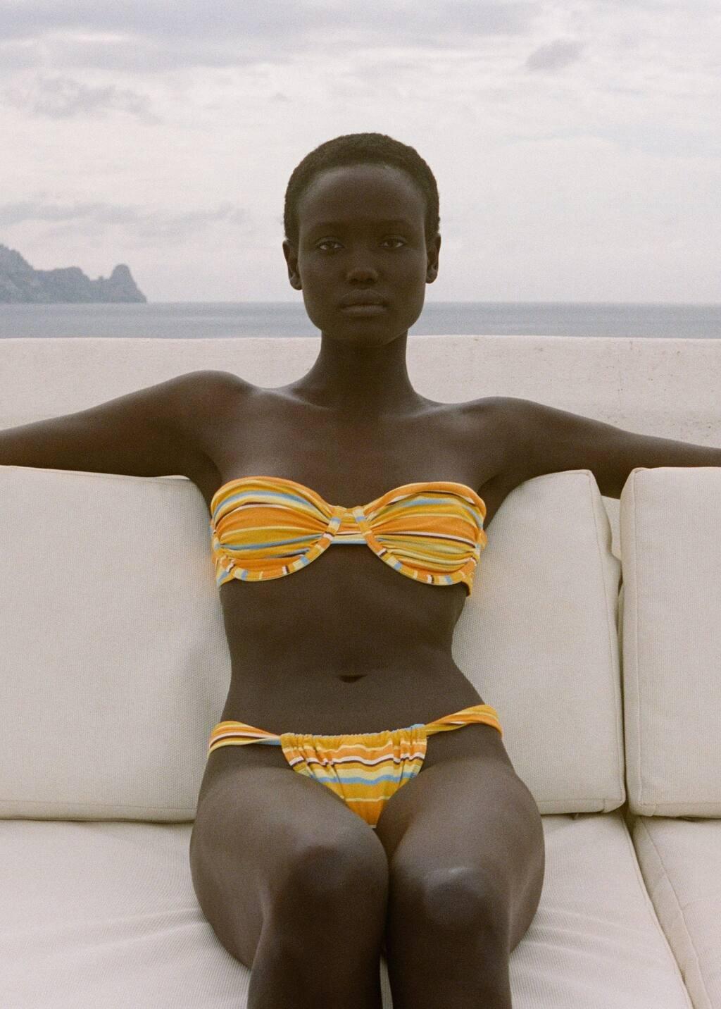 YELLOW Stripe-print hoop bikini top, , large image number 3