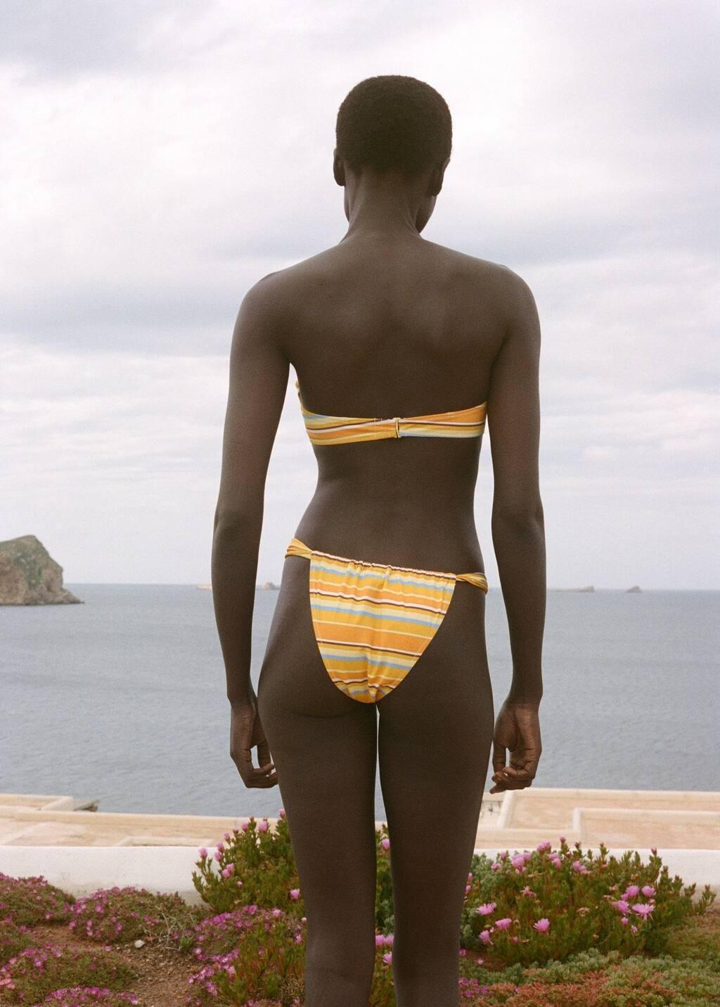 YELLOW Stripe-print hoop bikini top, , large image number 5