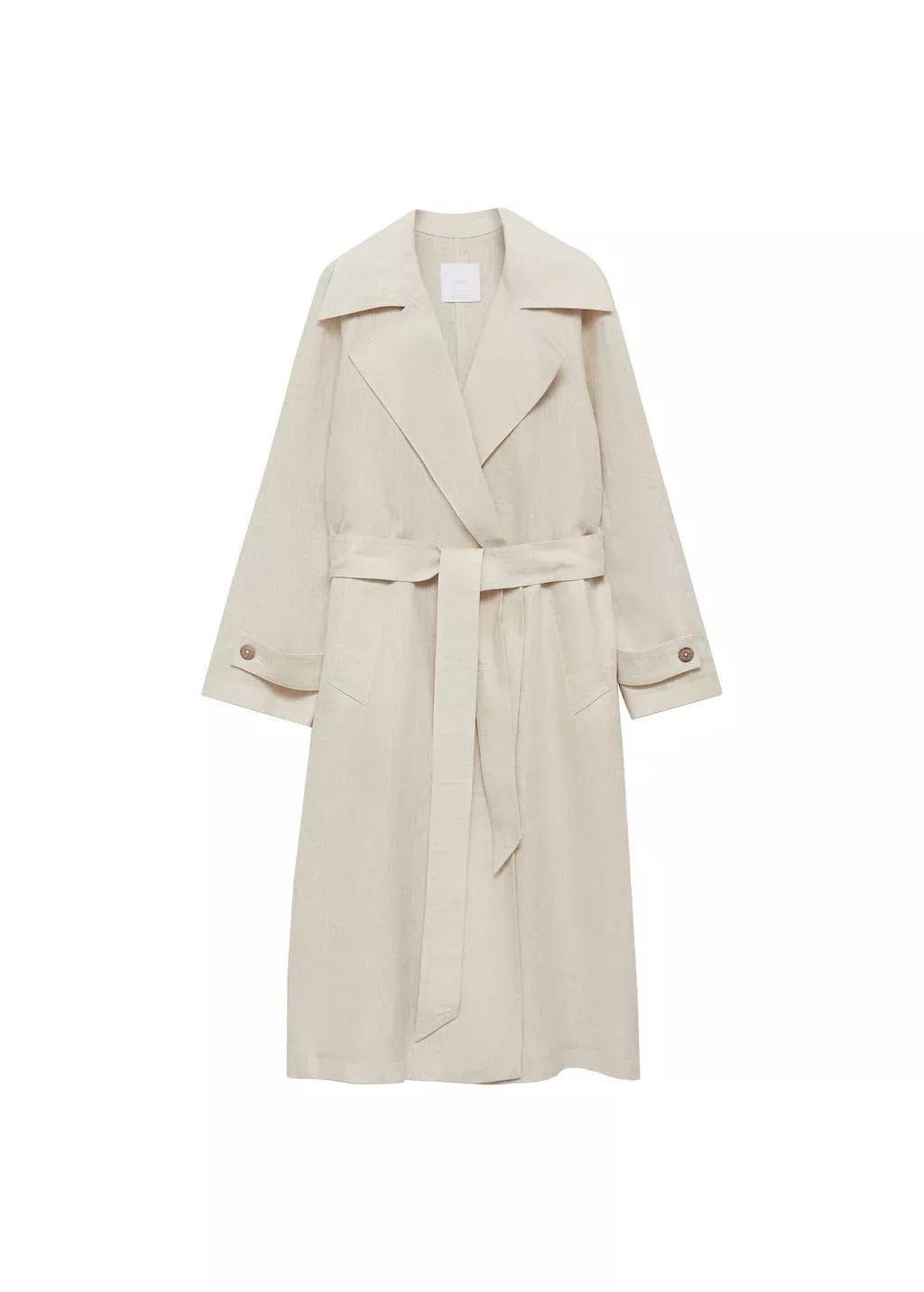 LT PASTEL GREY Linen trench coat with pronounced lapels, , large image number 3