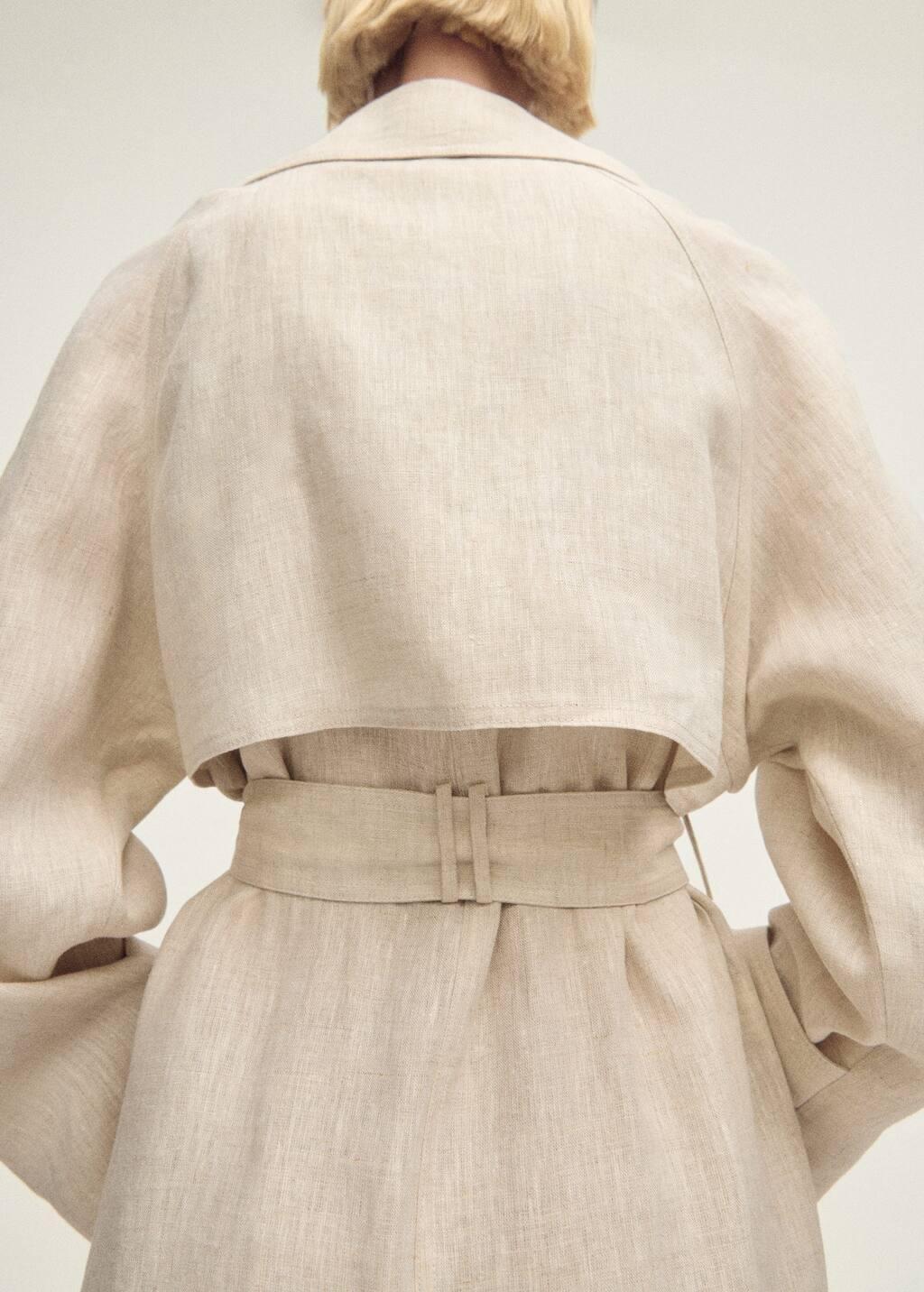 LT PASTEL GREY Linen trench coat with pronounced lapels, , large image number 4