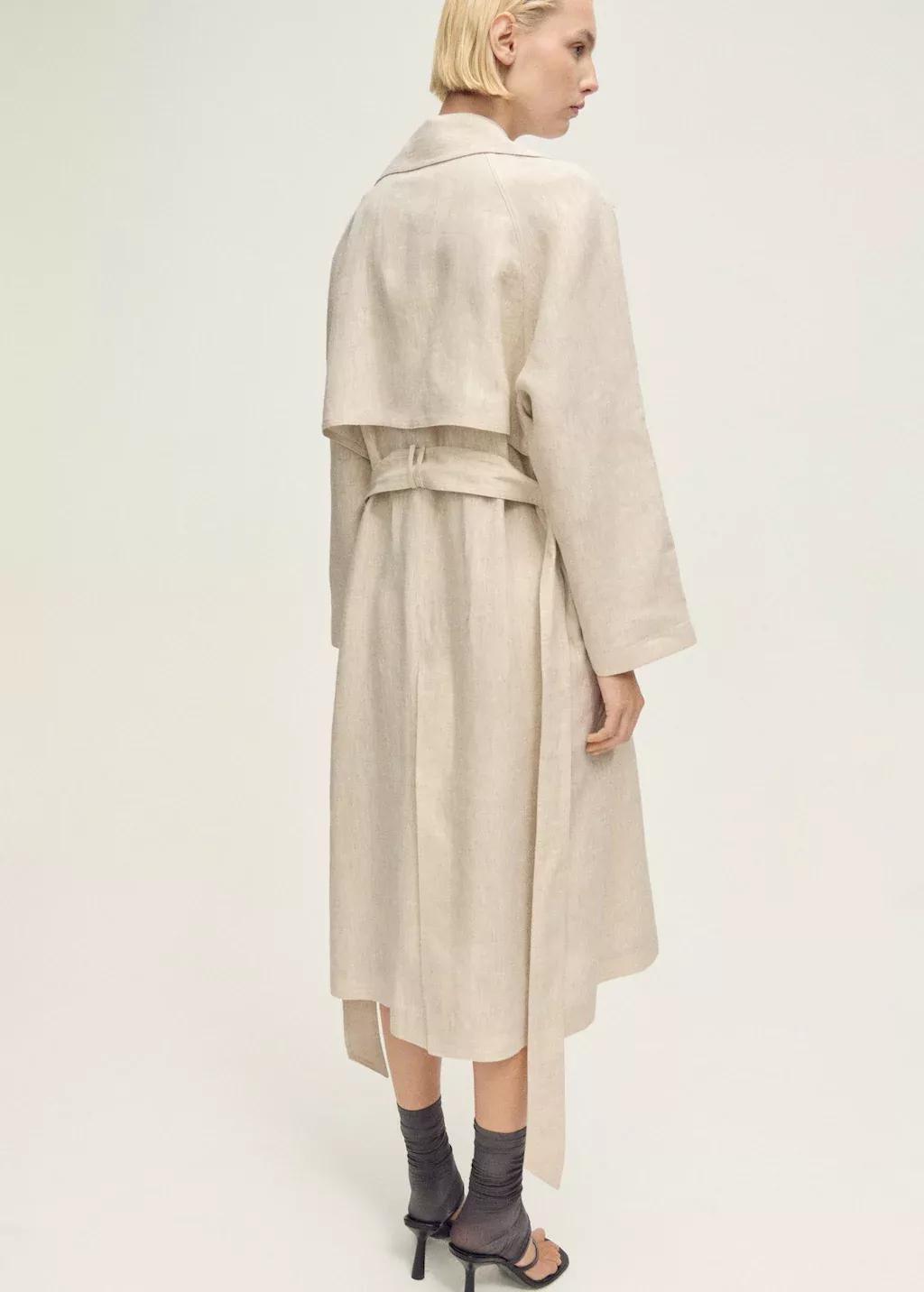 LT PASTEL GREY Linen trench coat with pronounced lapels, , large image number 6