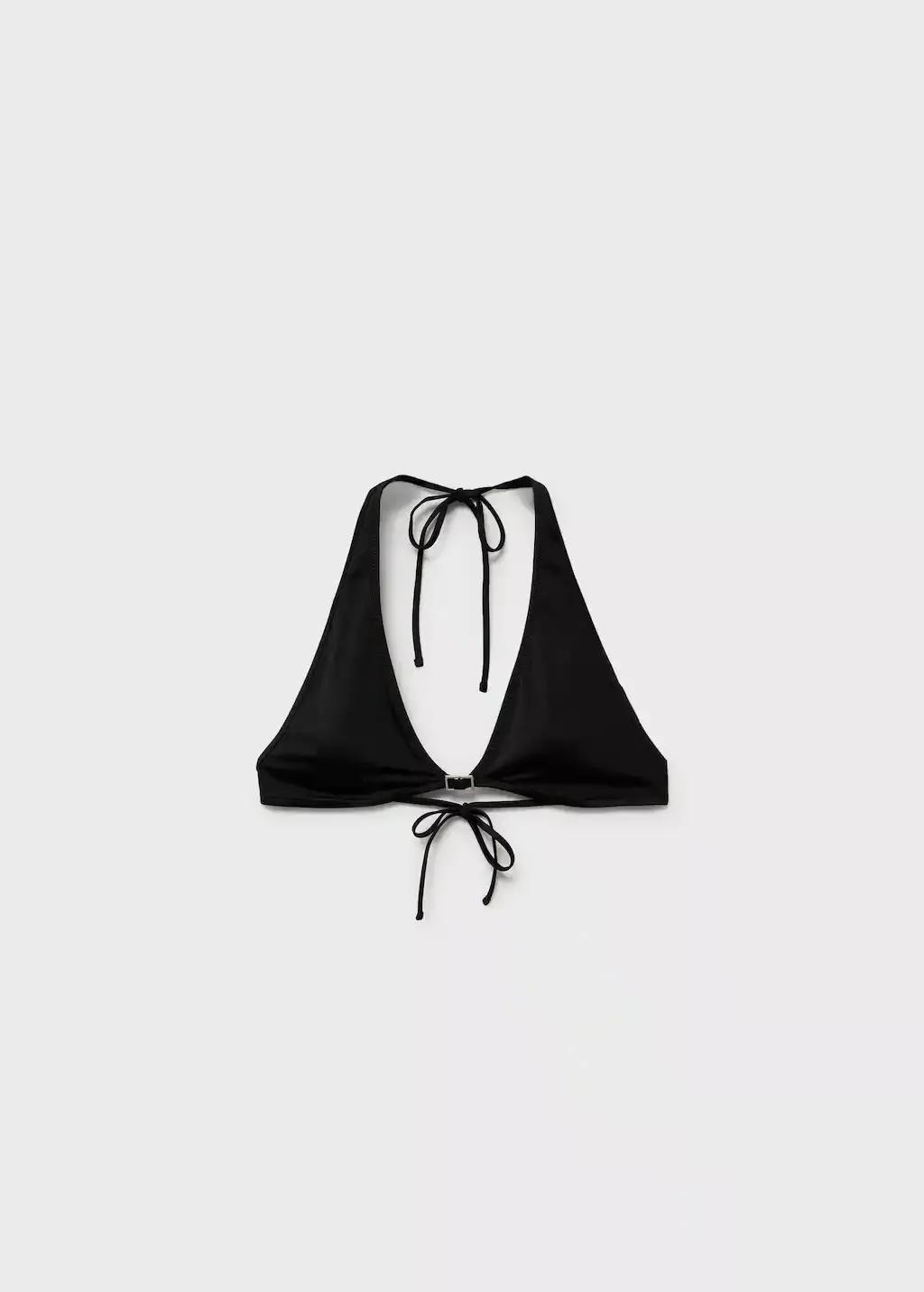 BLACK Halter bikini top with buckle detail, , large image number 0
