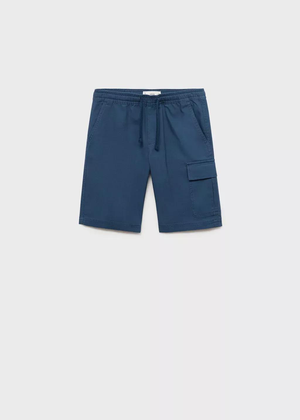 Blue Cargo Pockets Bermuda Shorts, Kids Boy, , large image number 0