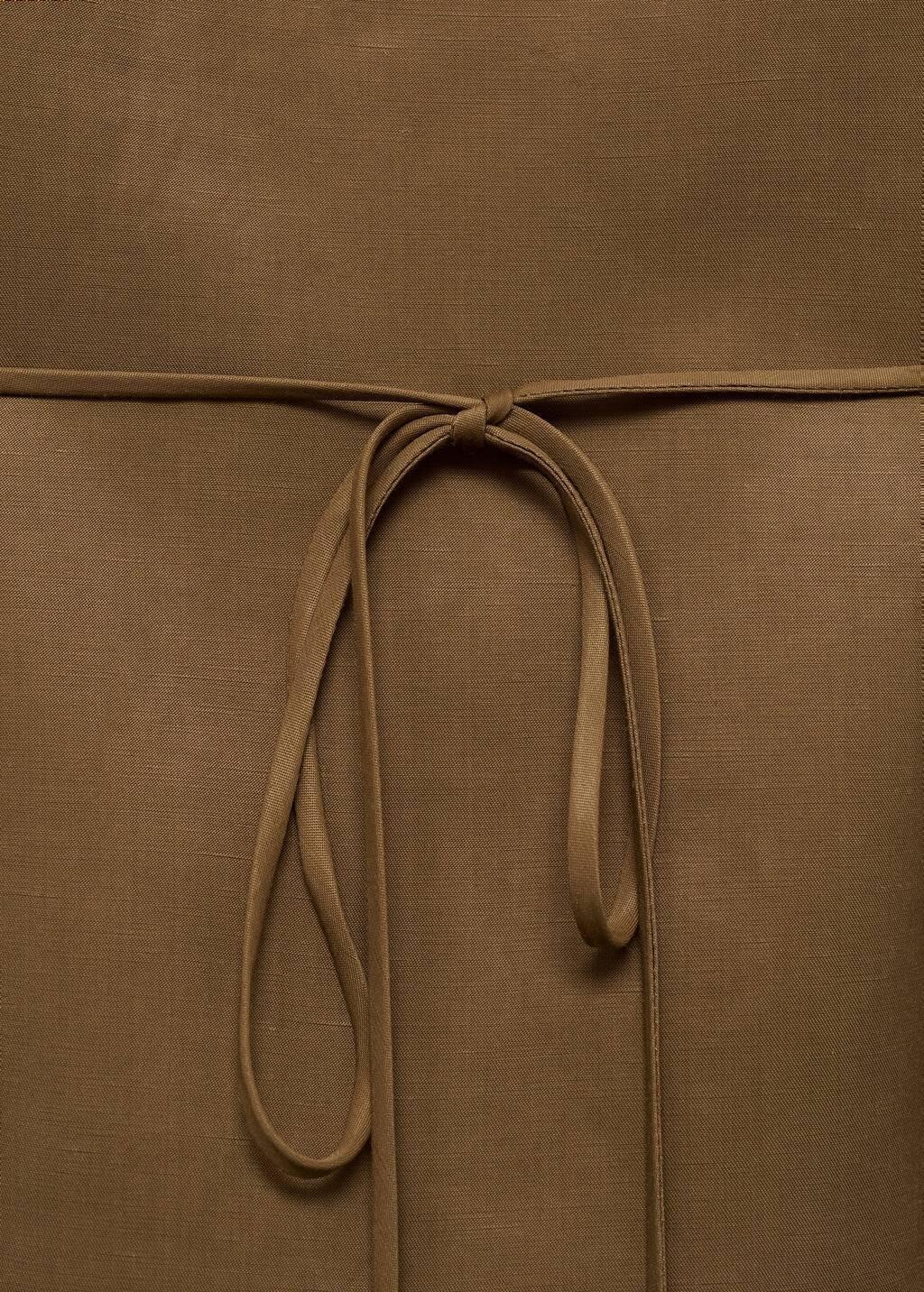 Green Linen-Blend Top With Bow, , large image number 5